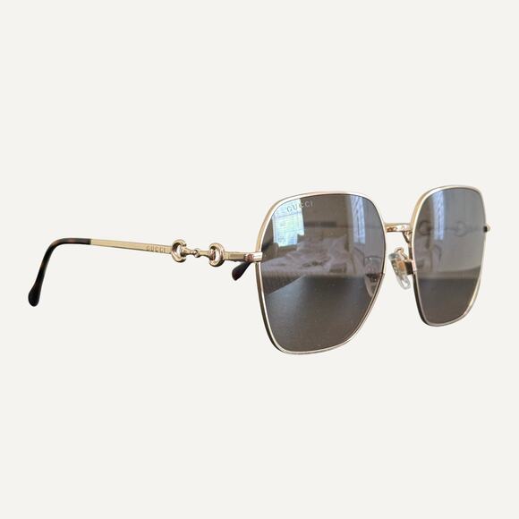 Gucci Women's Horsebit Gold Metal Sunglasses GG088SA 002